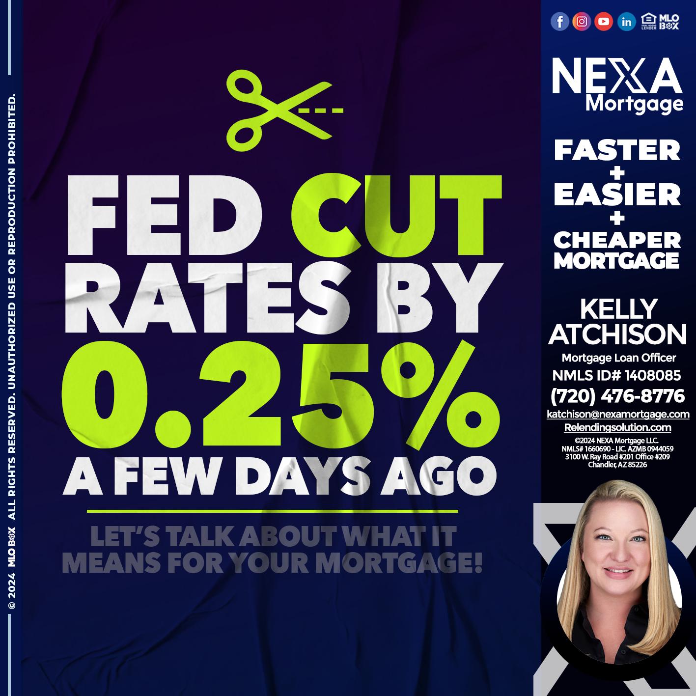 FED CUT 2.5% - Kelly Atchison -Mortgage Loan Officer