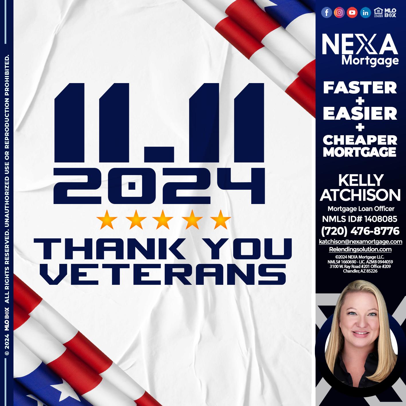 THANK YOU VETERANS - Kelly Atchison -Mortgage Loan Officer